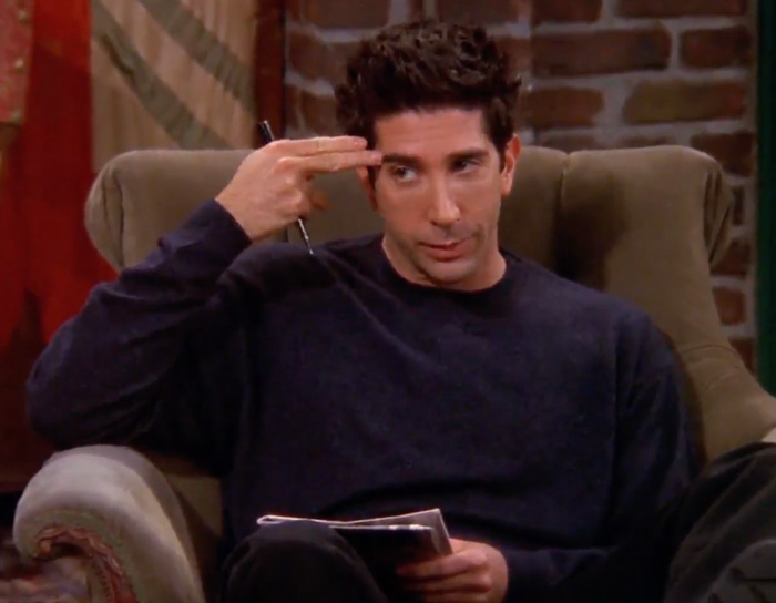 Ross making unagi gesture 