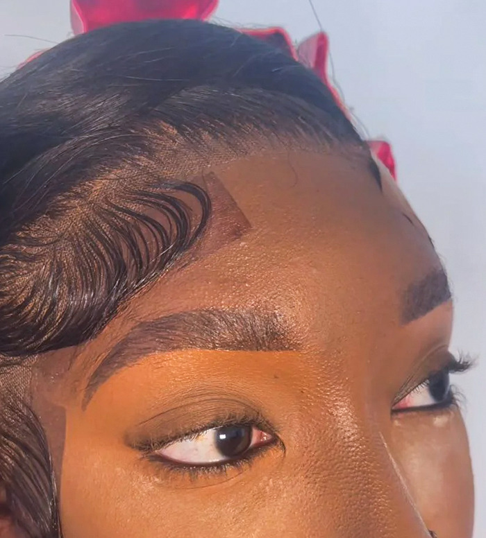 I Love The Trick Of Putting Tape Over Baby Hair, But That Foundation Shade Is Not Her Color. I Did Check Her Profile, And It Said "Makeup Artist" In The Bio