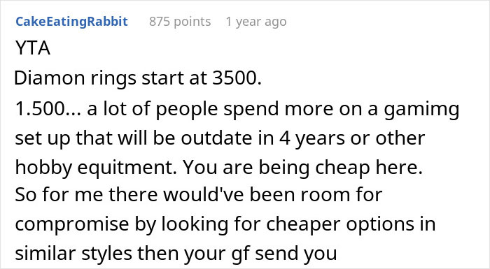 Guy Refuses To Spend $10k On An Engagement Ring, Gets A Reality Check Online