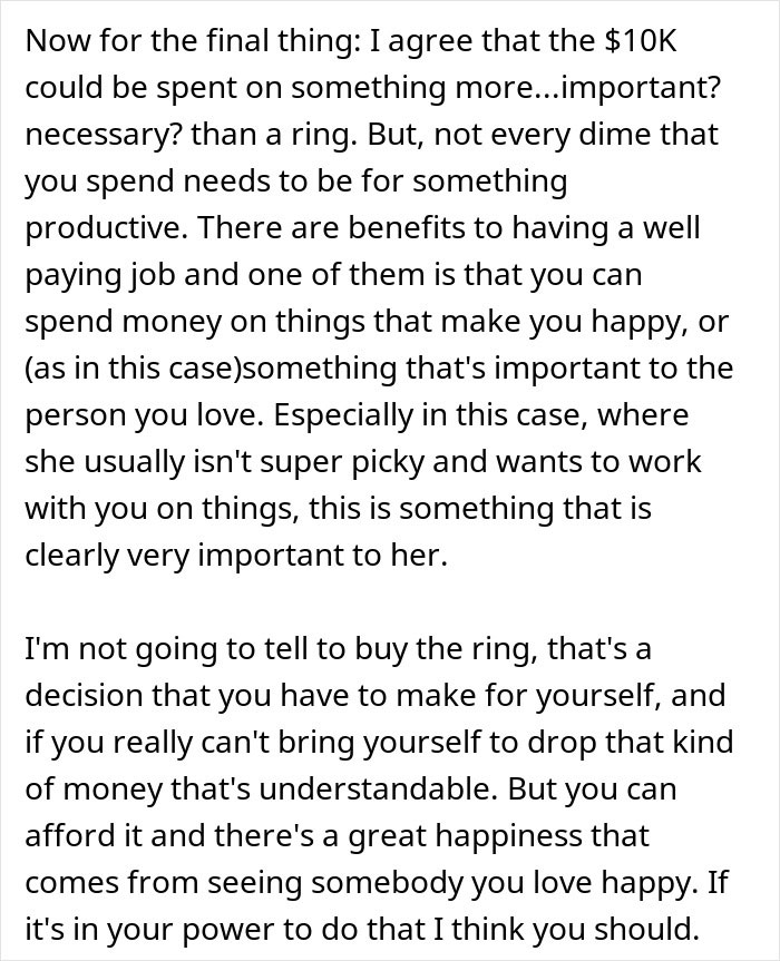 Guy Refuses To Spend $10k On An Engagement Ring, Gets A Reality Check Online