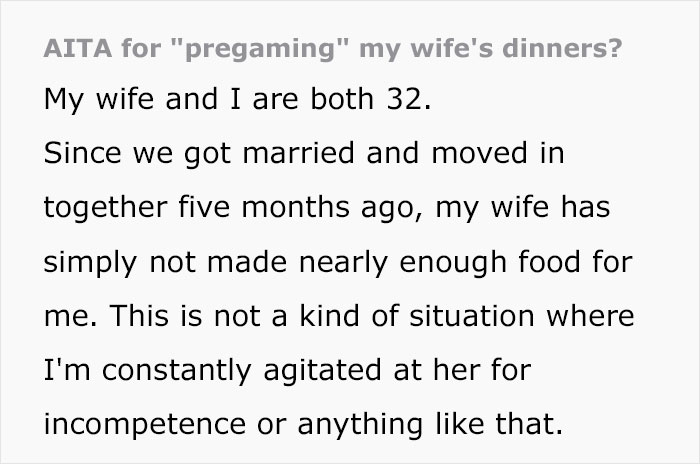 Man Starts &ldquo;Pregaming&rdquo; Wife&rsquo;s Homemade Dinner Because She Underfeeds Him, She Throws A Fit