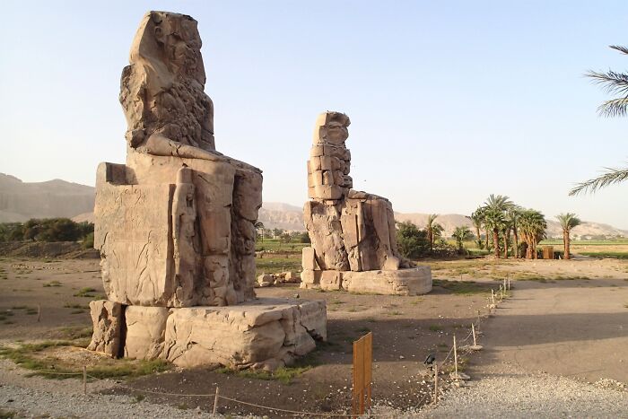 Colossal Statues Of Pharaoh Amenhotep III On The West Bank Of The Nile, Luxor, Egypt. I Have Put More Photos And Stories About The Treasures Of Luxor