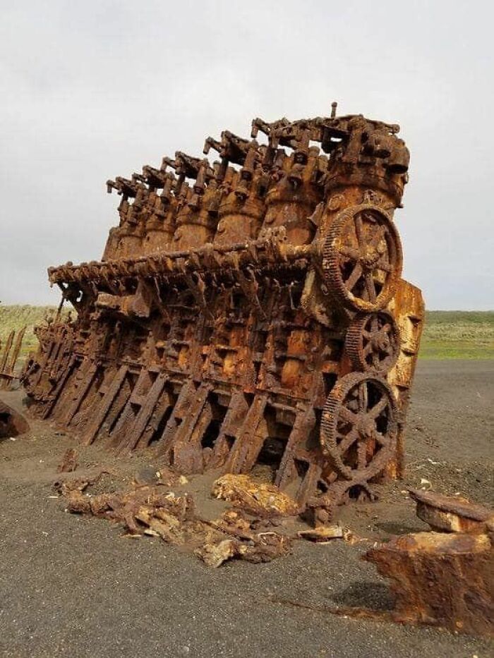 The Engine Of An Old Ship Iwo Jima Island