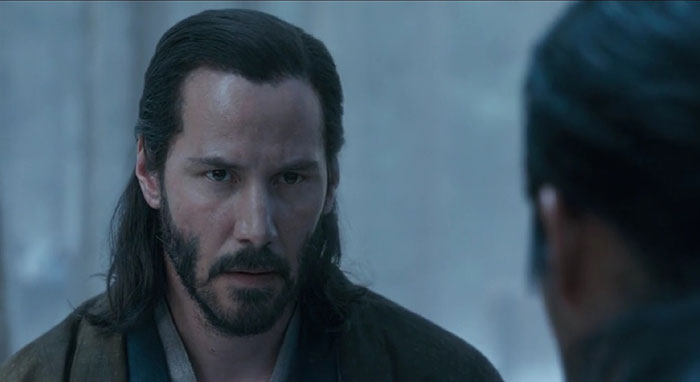 Keanu Reeves wearing brown kimono