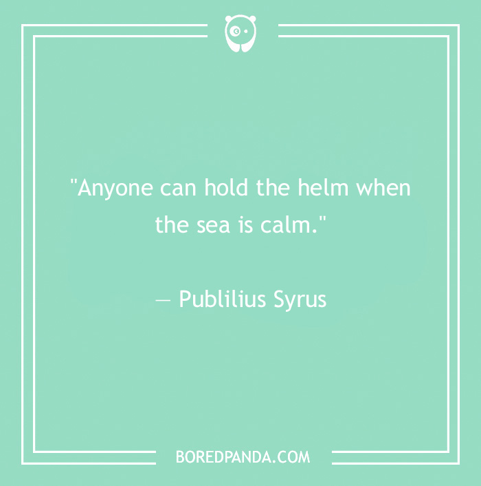 "Leadership quote by Publilius Syrus on a green background, emphasizing calm decision-making."