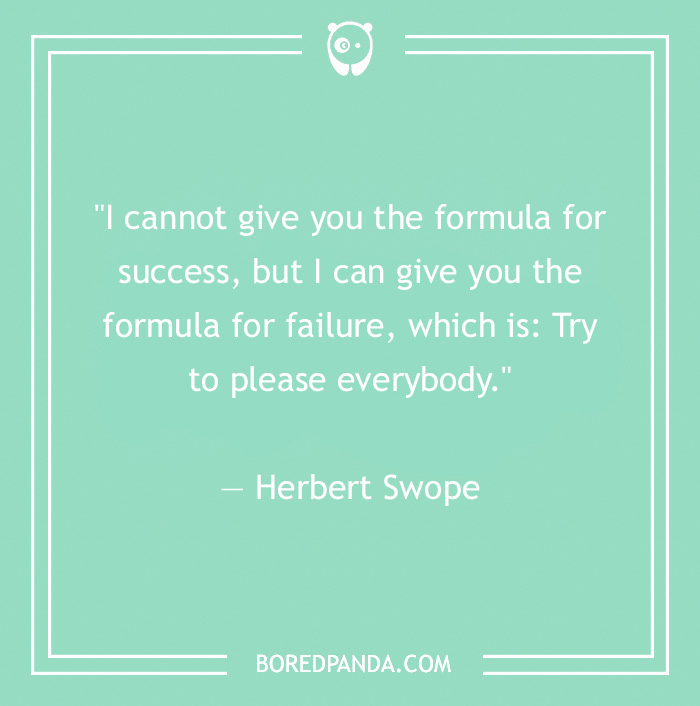 Quote by Herbert Swope about leadership on a green background, highlighting a formula for failure, from Bored Panda.