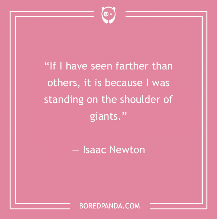 Isaac Newton quote on leadership, pink background with Bored Panda logo.