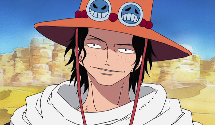 Portgas D. Ace wearing white scarf and hat
