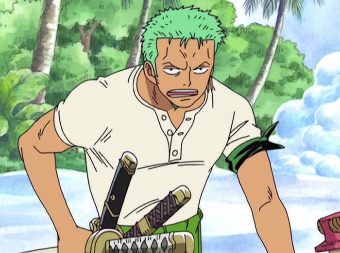 Roronoa Zoro wearing white shirt