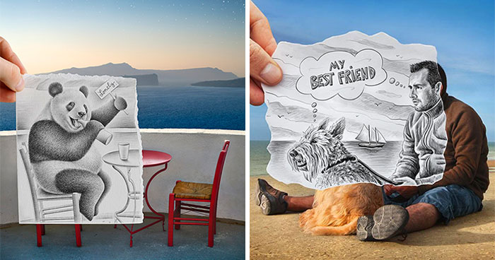 This Artist Merges His Pencil Illustrations With Photography, And The Effect Is Quite Unique (43 Pics)