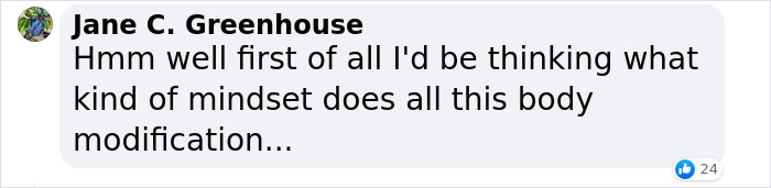 Comment on body modification mindset judgment from Jane C. Greenhouse. Comment on body modification mindset judgment from Jane C. Greenhouse.
