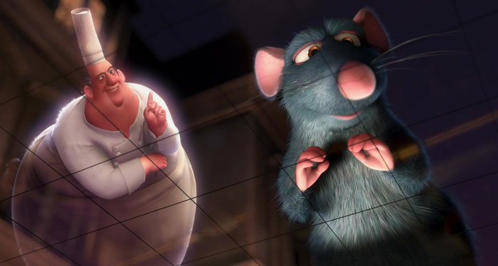 Remy listening to Gusteau