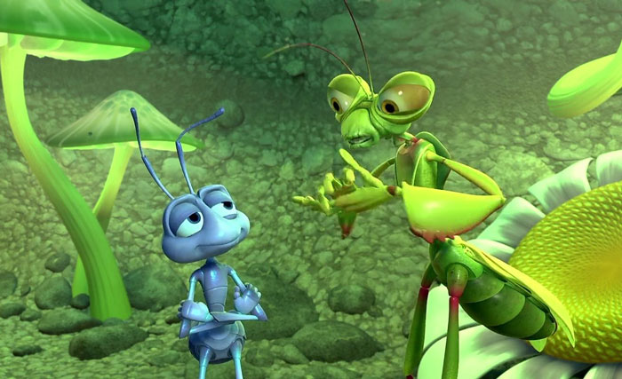 Manny explaining something to Flik
