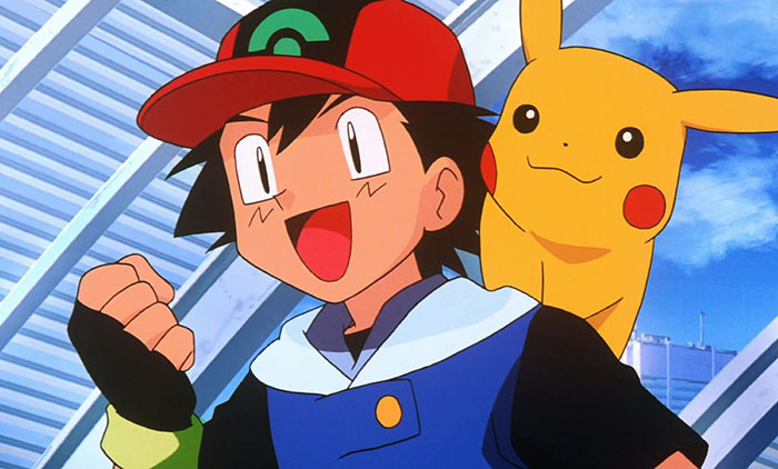 Ash Ketchum is excited, and Pikachu is on his back  - 2