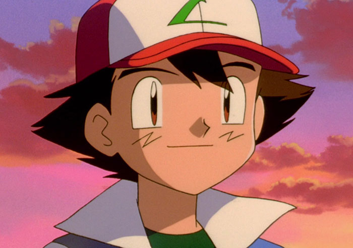 Ash Ketchum is calm, with a pink evening sky in the background - 46
