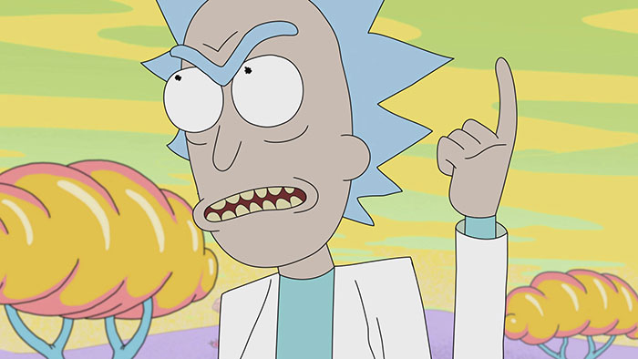 Rick wearing lab coat