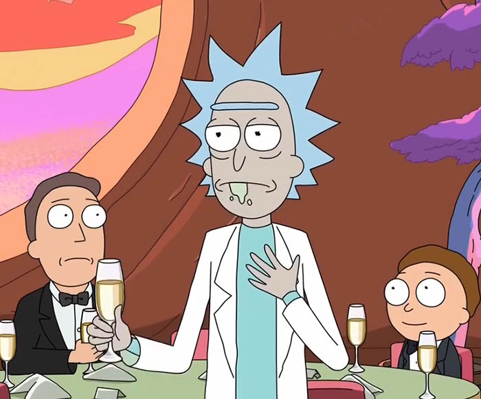 Rick wearing lab coat