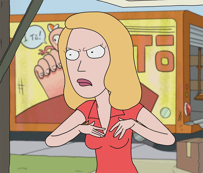 Beth wearing red shirt