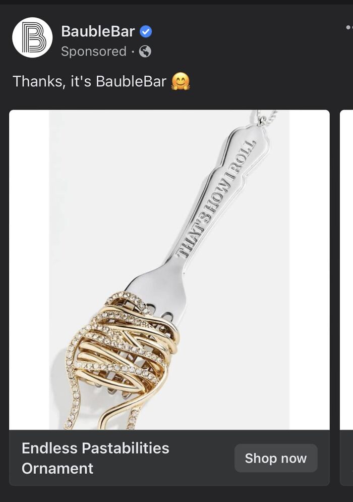 Ah Yes. Gold-Ish And Diamond-Ish Spaghetti On A Fork Is Exactly What My Tree Has Been Missing During The Holidays