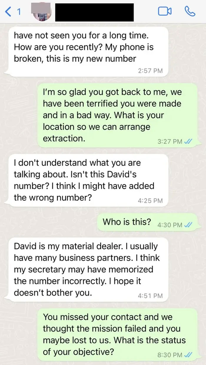 Screenshot of a text conversation illustrating scammers who got baited and exposed by their targets.