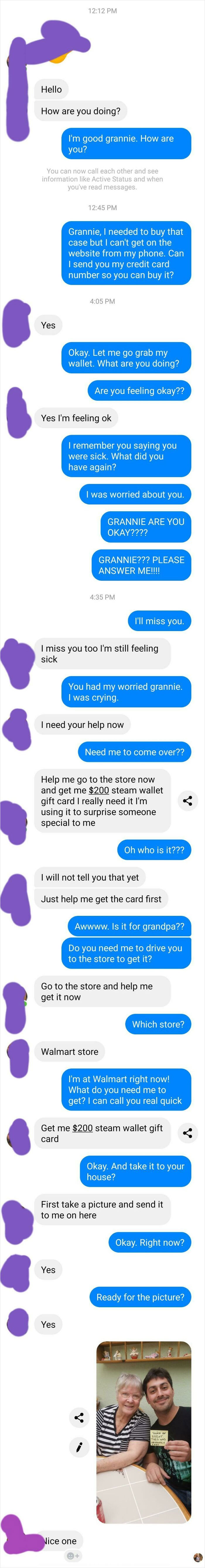 Text message screenshot showing a scammer getting baited in a scammer vs victim exchange with detailed conversation.