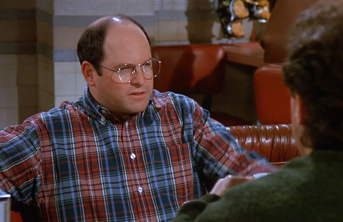 George from Seinfeld wearing a colorful shirt, illustrating one of the funniest Seinfeld quotes about everyday life.