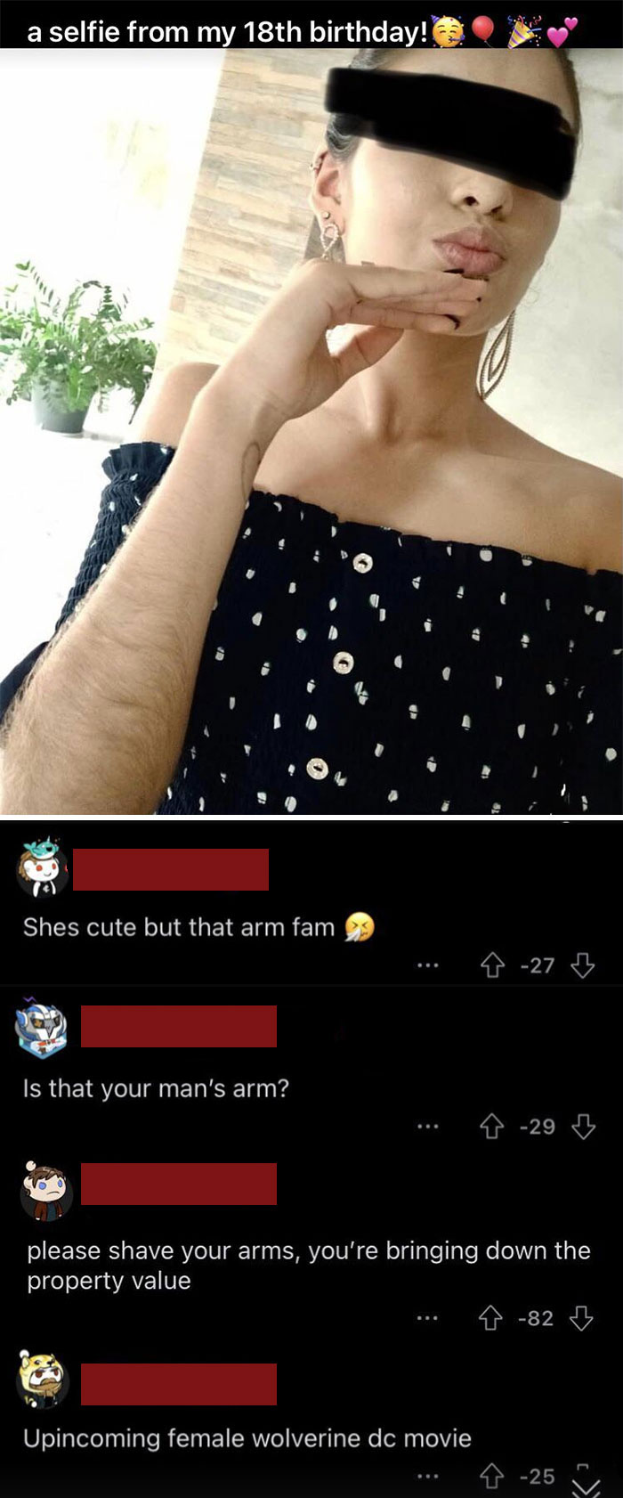 A Girl Posts A Selfie For Her 18th Birthday… Cue Men Being Confused And Rude About The Fact That Women Have Body Hair