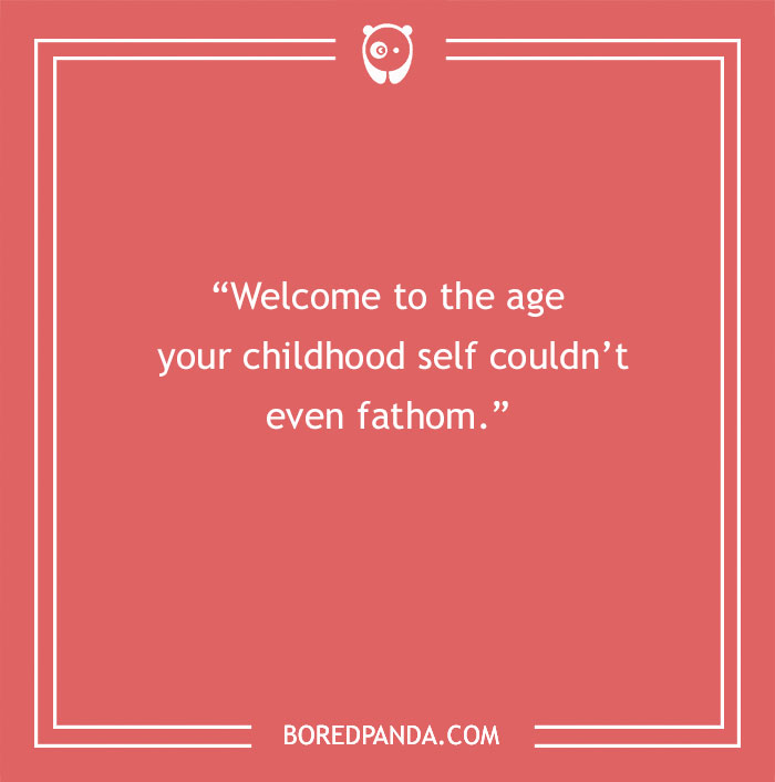 Quote about turning 30 on a red background with a white border and panda logo at the top. - 23