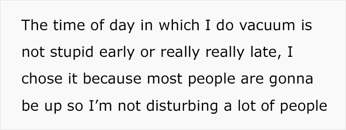 Neighbors Ask Woman To Stop Vacuuming At Noon, She Refuses And Turns To The Internet For Advice