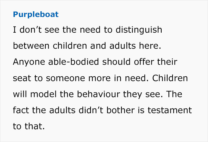 Woman Complains None Of The Kids On A Bus Offered Their Seat To An Elderly Passenger, Gets Perspective