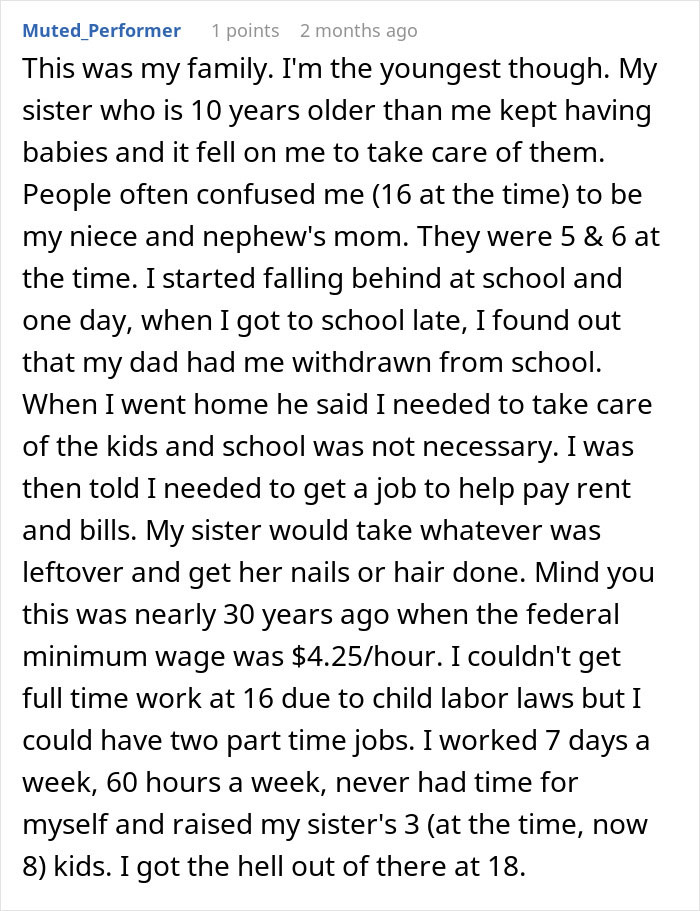 Family Expects This Woman To Delay College To Help With Her Sister's Baby