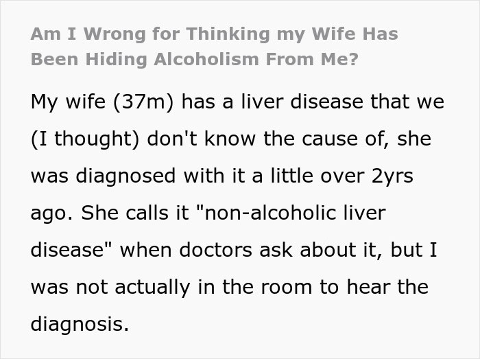 Man Asks For Advice After His Supposedly Sober Wife Turns Out To Be An Alcoholic