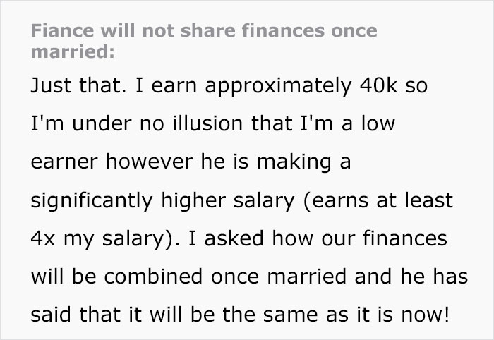 &ldquo;Completely Separate&rdquo;: Woman Is Worried About Fianc&eacute;&rsquo;s Desire To Not Share Income