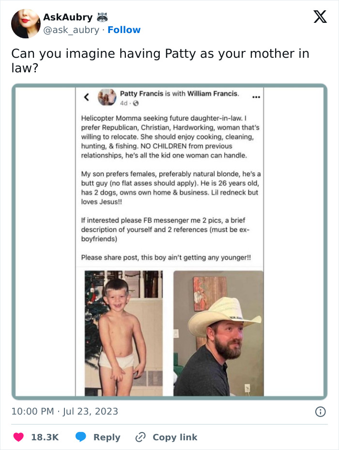 Helicopter Mom Is Determined To Find Her Son A Wife, The Internet Thinks She Needs A Reality Check Helicopter Mom Is Determined To Find Her Son A Wife, The Internet Thinks She Needs A Reality Check