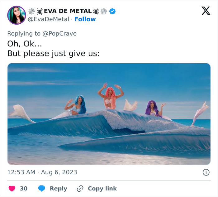 Three people with colorful hair sit on stylized waves, inspired by the 'Weird Barbie' movie concept. Three people with colorful hair sit on stylized waves, inspired by the 'Weird Barbie' movie concept.