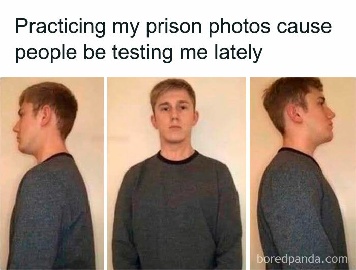 A funny meme about life showing a young man posing in a mock mugshot.