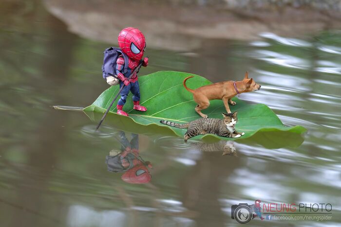 Artist Puts Baby Spider-Man And Animals In The Funniest Scenes (50 New Pics)
