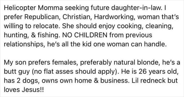 Helicopter Mom Is Determined To Find Her Son A Wife, The Internet Thinks She Needs A Reality Check Helicopter Mom Is Determined To Find Her Son A Wife, The Internet Thinks She Needs A Reality Check