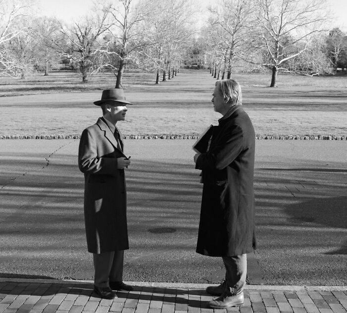 Cillian Murphy And Christopher Nolan Between Takes On 'Oppenheimer' At The Institute For Advanced Study In Princeton