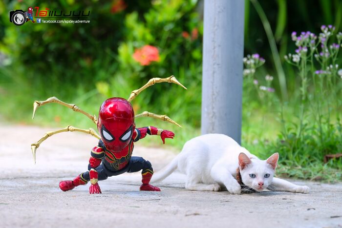 Artist Puts Baby Spider-Man And Animals In The Funniest Scenes (50 New Pics)
