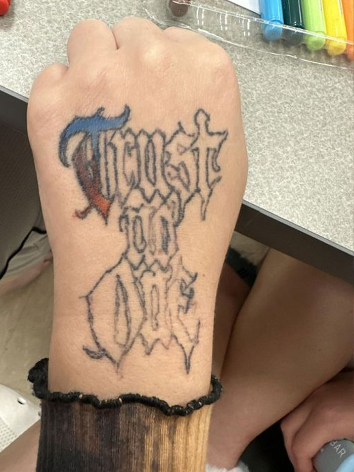 Someone I Know. Yes It’s Real. Yes She Likes It. There Are Markers Because We Where Coloring Jt