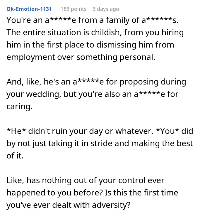 "Me And My Wife Were Appalled": Guy Proposes At Brother's Wedding, Gets Fired The Very Next Day "Me And My Wife Were Appalled": Guy Proposes At Brother's Wedding, Gets Fired The Very Next Day