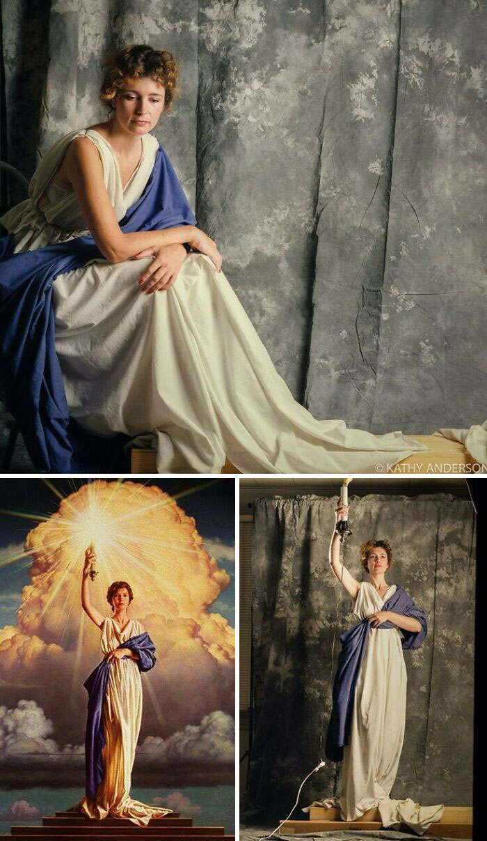 Jenny Joseph Modeling For The Columbia Pictures Logo, 1992. She Had Never Modeled Before And Never Did Again