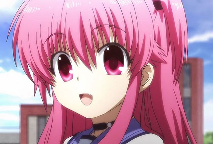 Pink-haired female anime character with bright eyes, wearing a choker, representing fans' favorite characters.