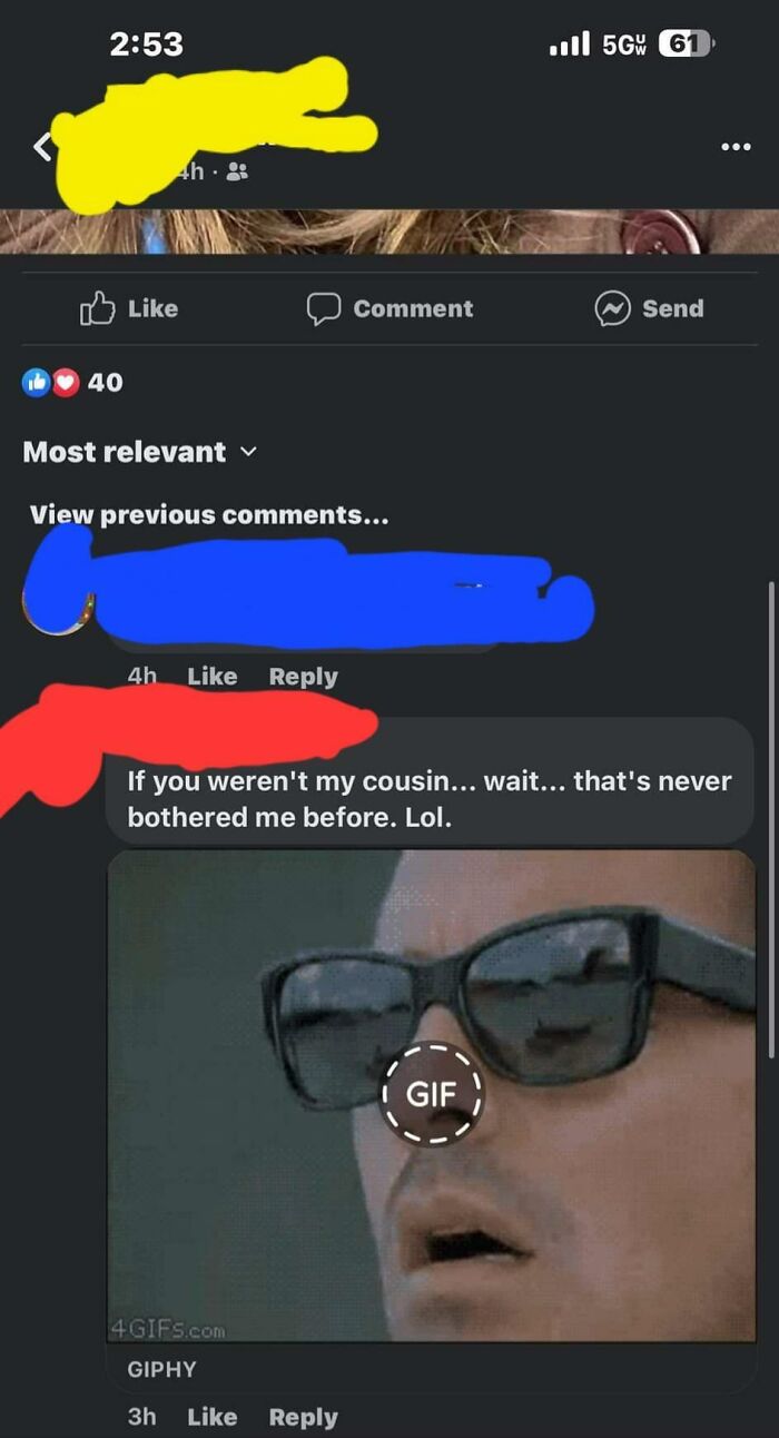 My Aunt Posted A Photo Of Herself That Her First Cousin Just Had To Comment On