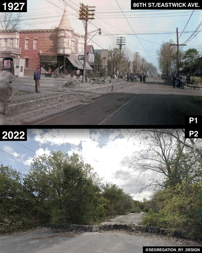 Eastwick, Philadelphia, 1927 (Colorized) vs. 2022