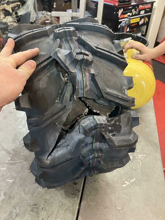 Possibly The Loudest Sound I’ve Ever Heard. Hourly Guy Couldn’t Get The Bead To Seat So He Just Kept Putting Air In It