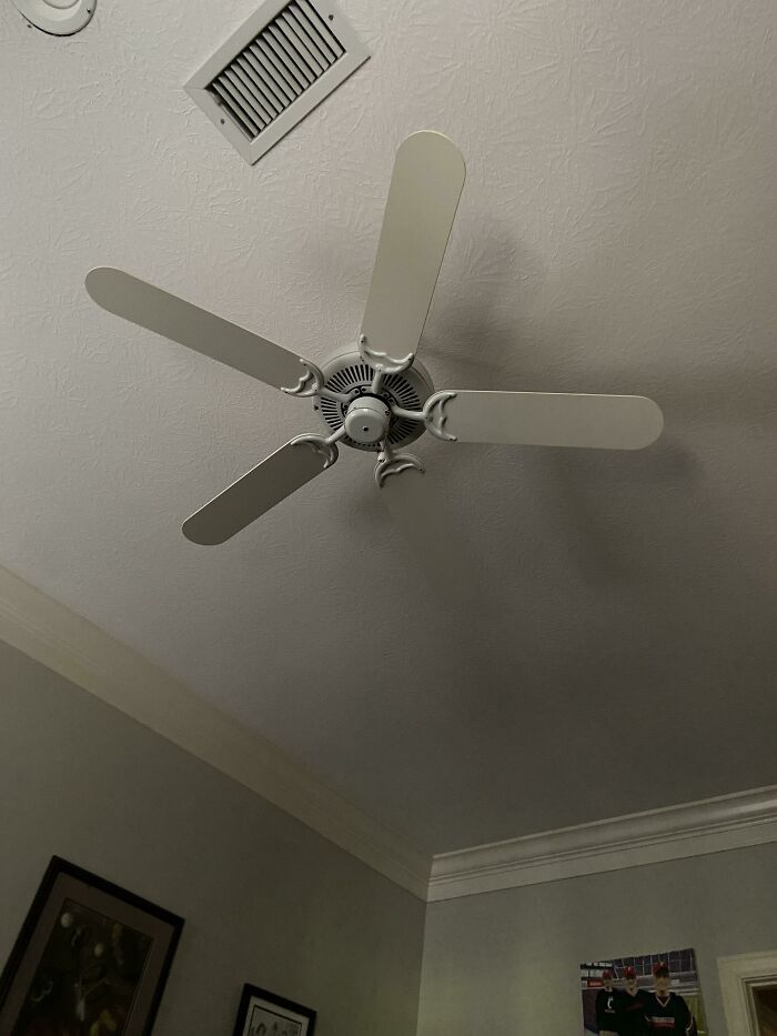 The Lighting In This Room Makes It Look Like This Fan Is Missing A Blade