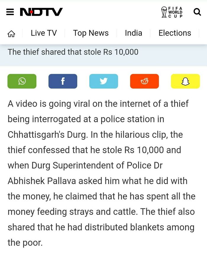 Thief confesses to stealing Rs 10,000 and spending it on feeding strays and distributing blankets in wholesome vandalism.