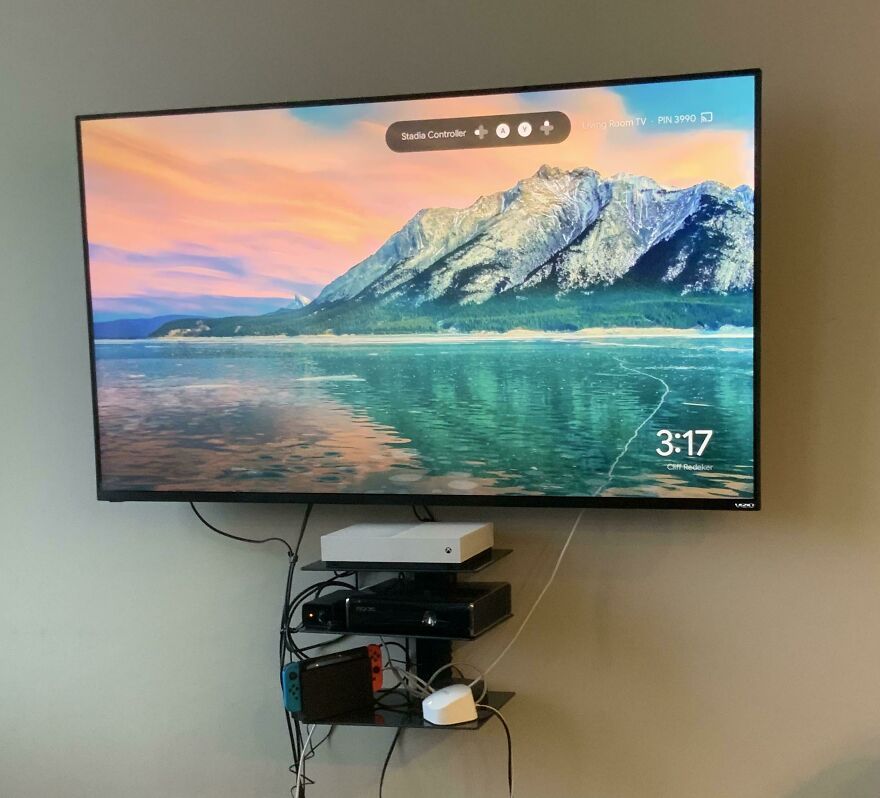 Wi-Fi Cable Perfectly Continues Into The TV Screen.